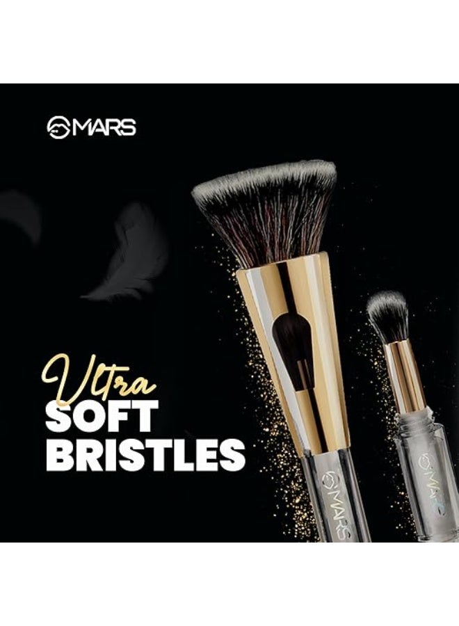 MARS 4 in 1 Travel Brush with Foundation Brush, Powder Brush, Eyeshadow Blending Brush & Flat Brush | Soft Bristles Makeup Brushes Set for Women - Image 3